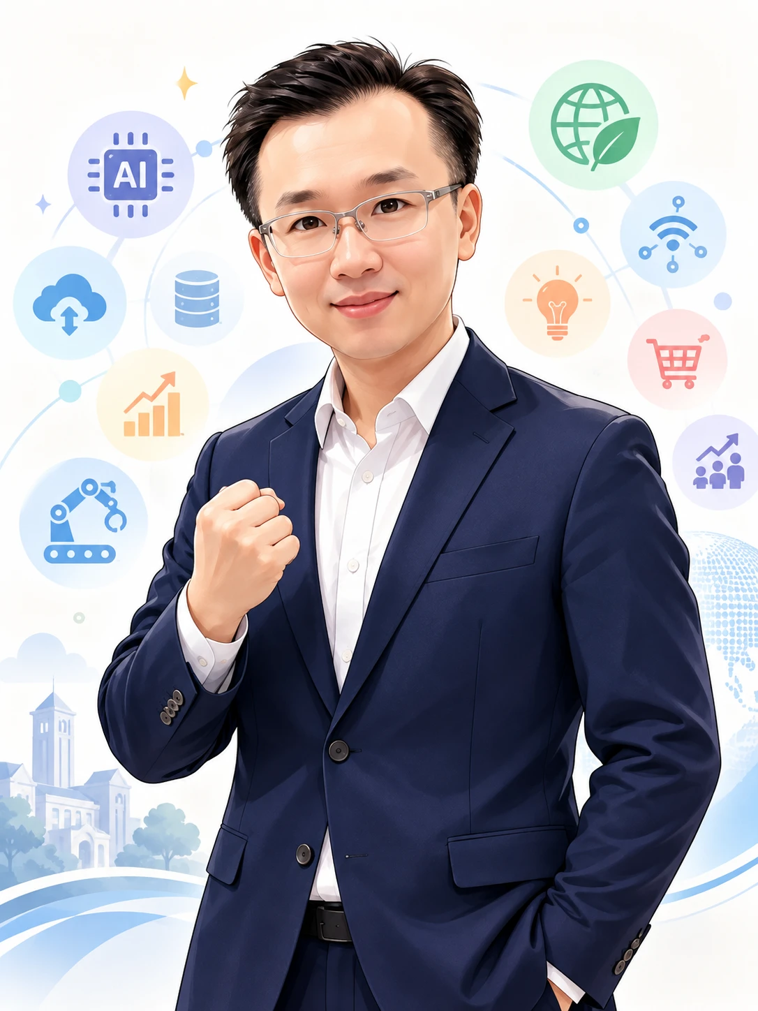 謝名家博士插畫形象